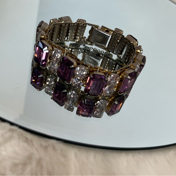Coro Jewelry - Coro Pegasus Vintage Purple and Rhinestone Bracelet
Gorgeous